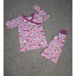 Hanna Andersson Purple Bird Organic Cotton Snug PJ Size U.S.4